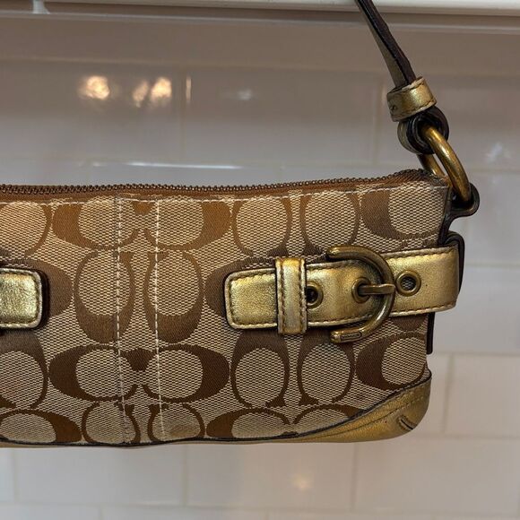 Coach Y2K Jacquard Signature Logo Double Buckle Baguette Mini Bag 🔥 - Picture 4 of 16